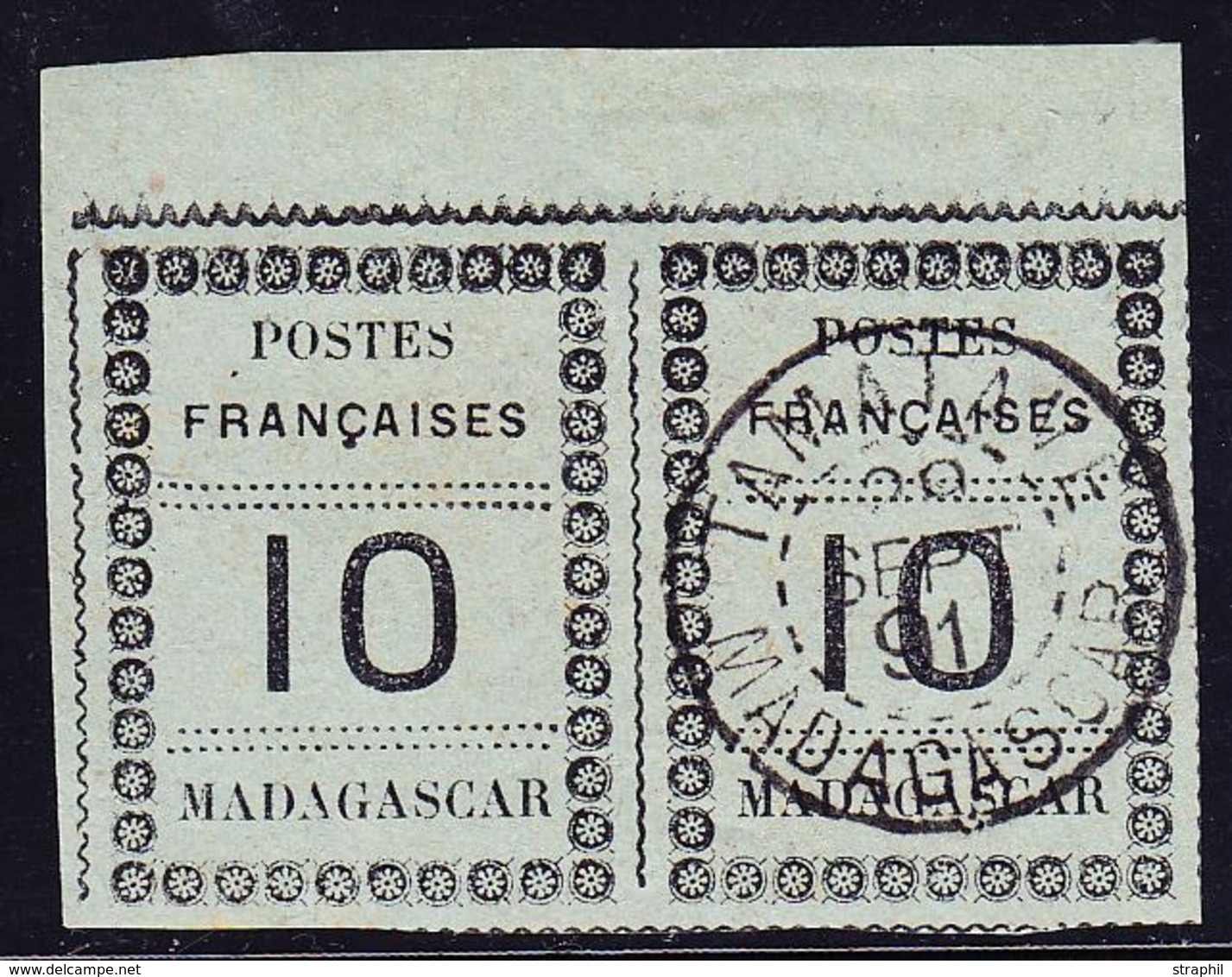 (*)/O MADAGASCAR - (*)/O - N°9 - 10c Noir Sur Vert - Paire _ Bdf - 1ex Av. Oblit Centrale - TB - Other & Unclassified