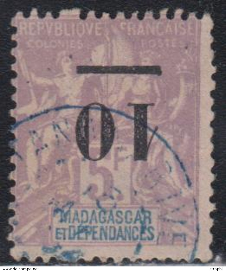 O MADAGASCAR - O - N°49a - 10 S/5F Violet - Surch. Renversée - TB - Autres & Non Classés