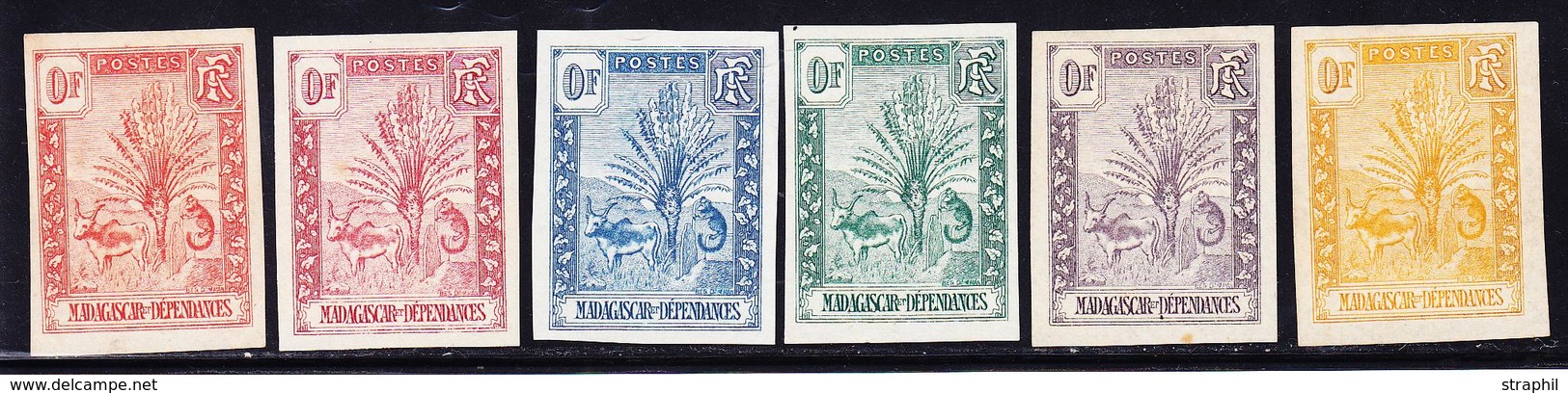 (*) MADAGASCAR - ESSAIS - (*) - Lot De 6 Essais - N. Dentelés - Type Zébu - Couleurs Différentes - TB - Autres & Non Classés