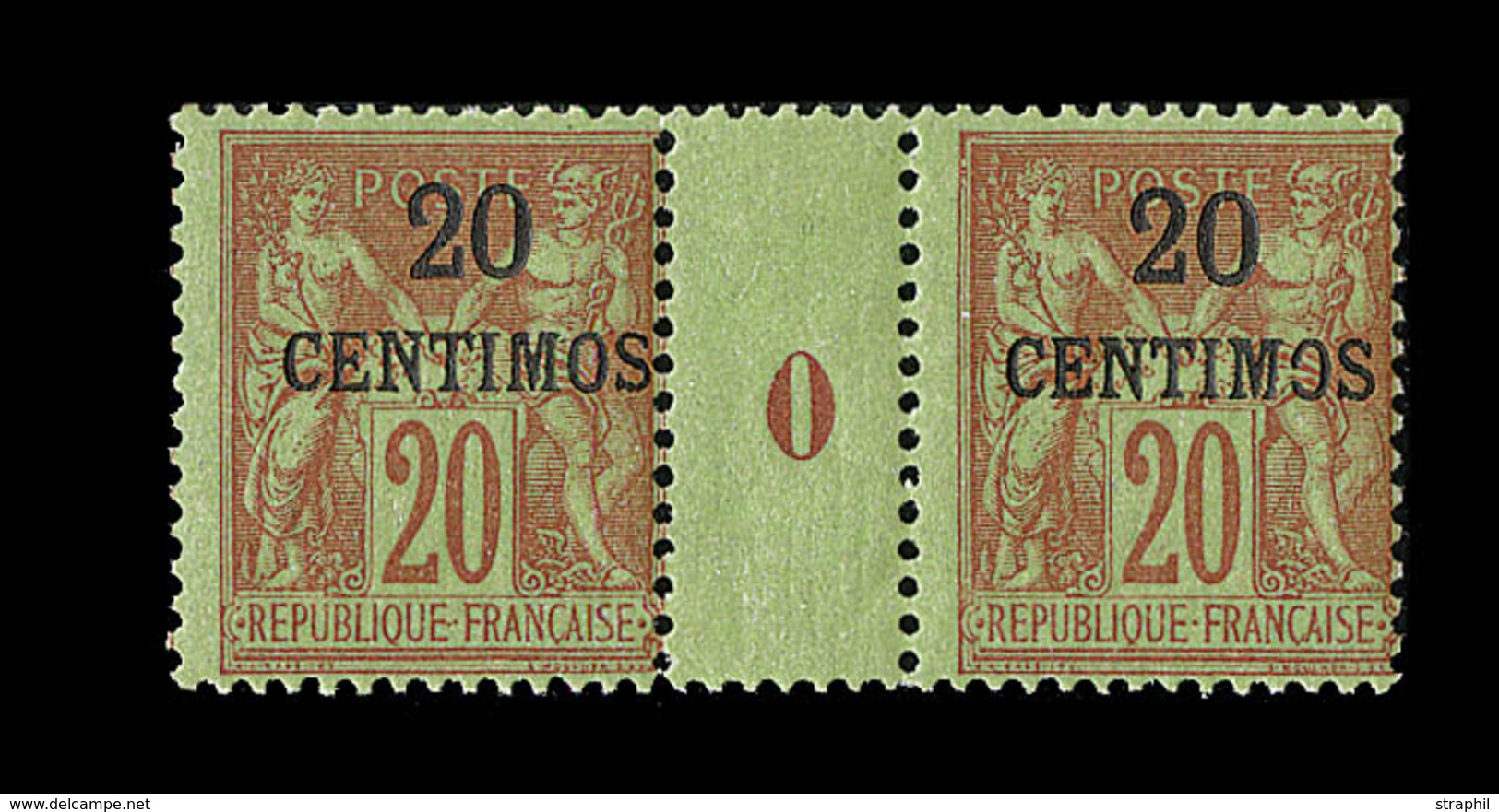 ** MAROC  - ** - N°4 - 20c S. 30c Brique S. Vert - Mill. O - TB - Autres & Non Classés