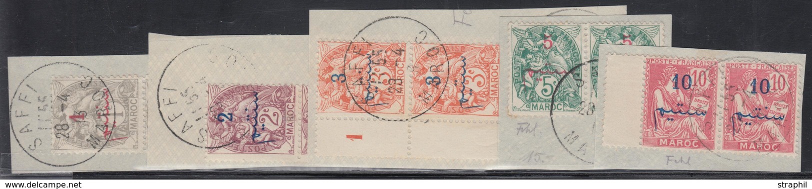 F MAROC - VARIETES - F - N°25a/29c - 5 Paires S/Fgts - 2 Points Au Lieu De 3 - TB - Other & Unclassified