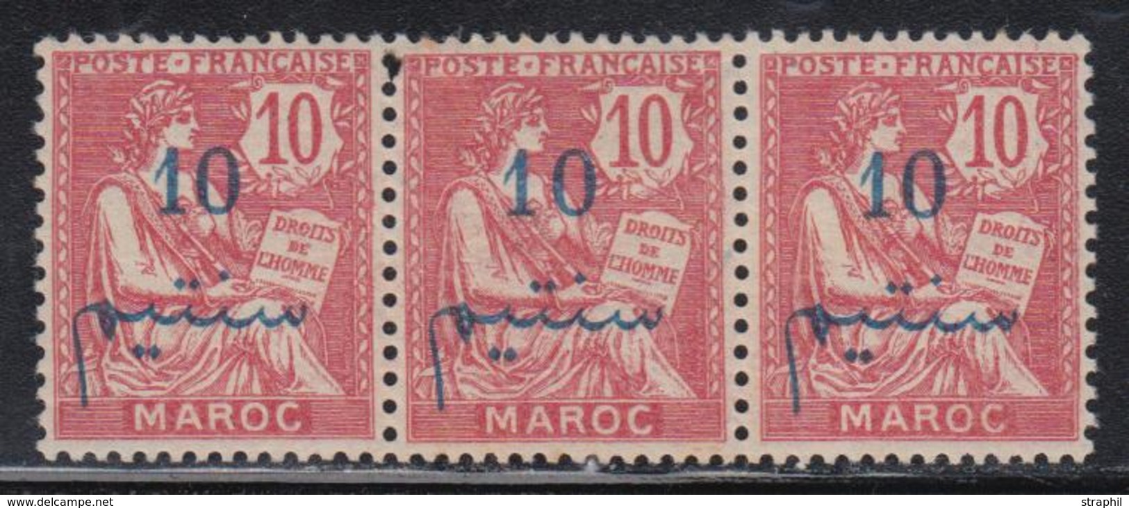 * MAROC - VARIETES - * - N°29a - Chiffres écartés Ds Bde De 3 - Qques Rousseurs - Other & Unclassified