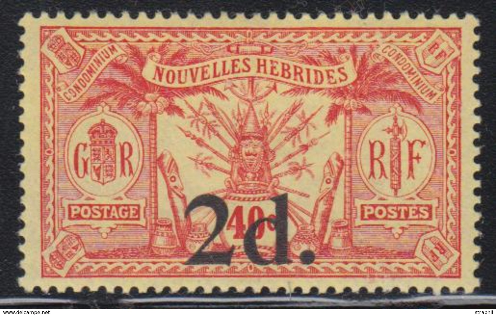 ** NOUVELLES HEBRIDES  - ** - N°69 - 2d. S/40c Rouge S/jaune - TB - Vide