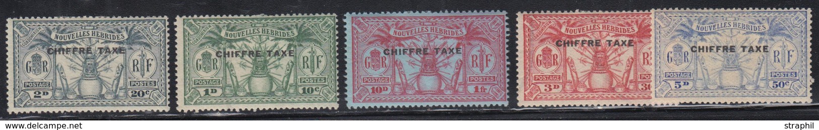 * NELLES HEBRIDES - TIMBRES TAXE  - * - N°1/5 - Les 5 Val. - TB - Vide