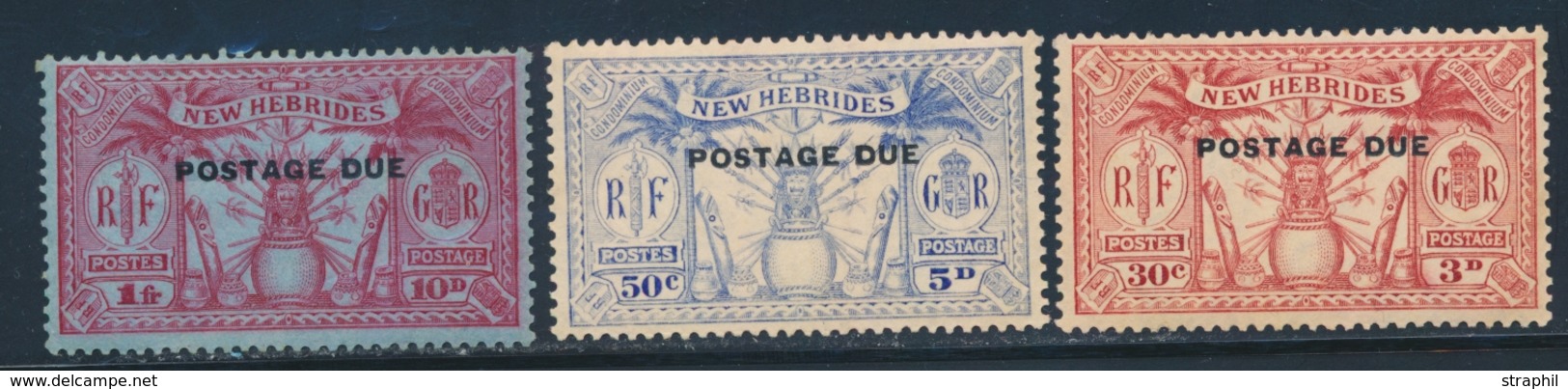 ** NELLES HEBRIDES - TIMBRES TAXE  - ** - N°8/10 - Rousseurs - Vide