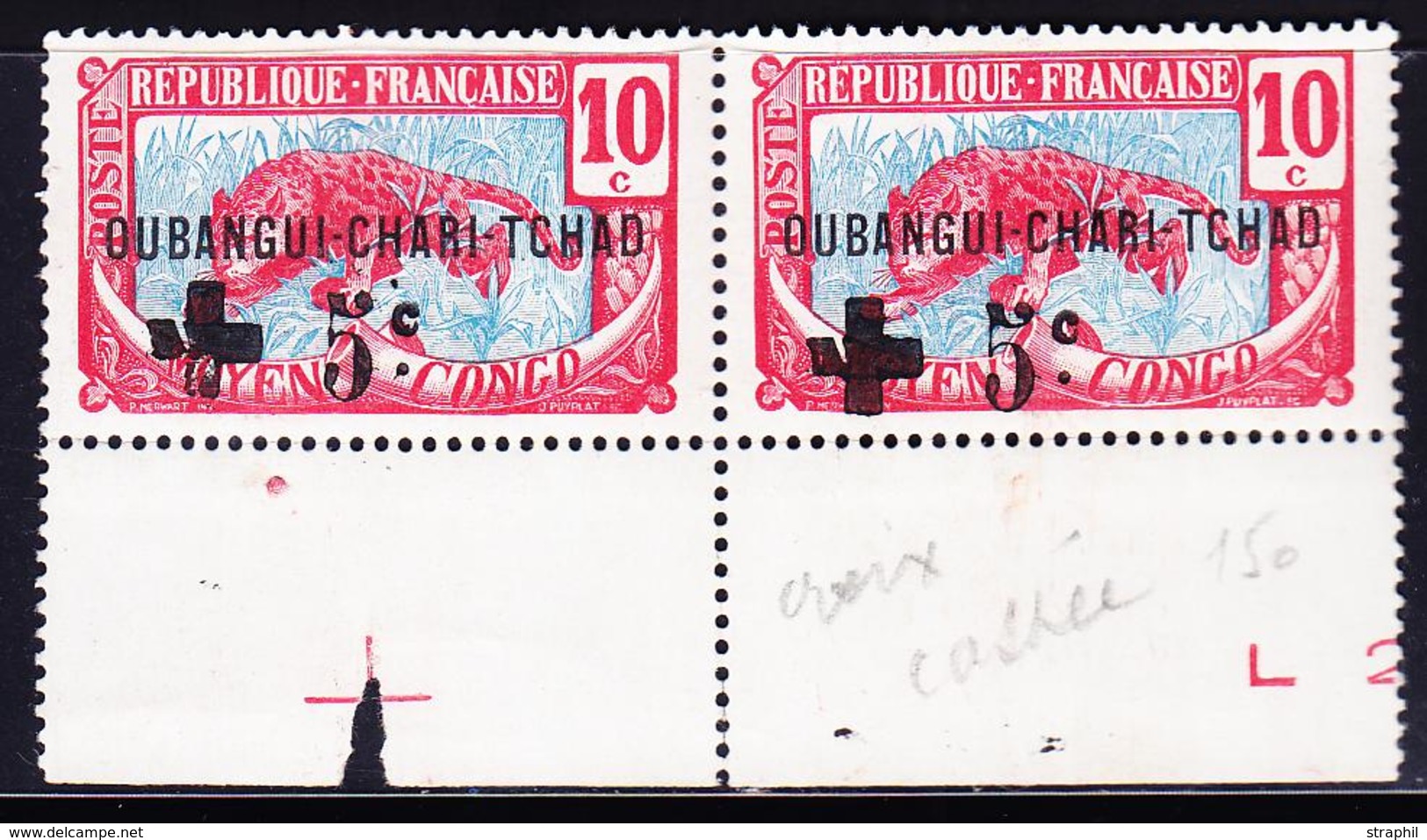 ** OUBANGUI CHARI - ** - N°18 Paire - Croix Noir Cassée - Bdf Avec Croix De Repère - TB - Autres & Non Classés