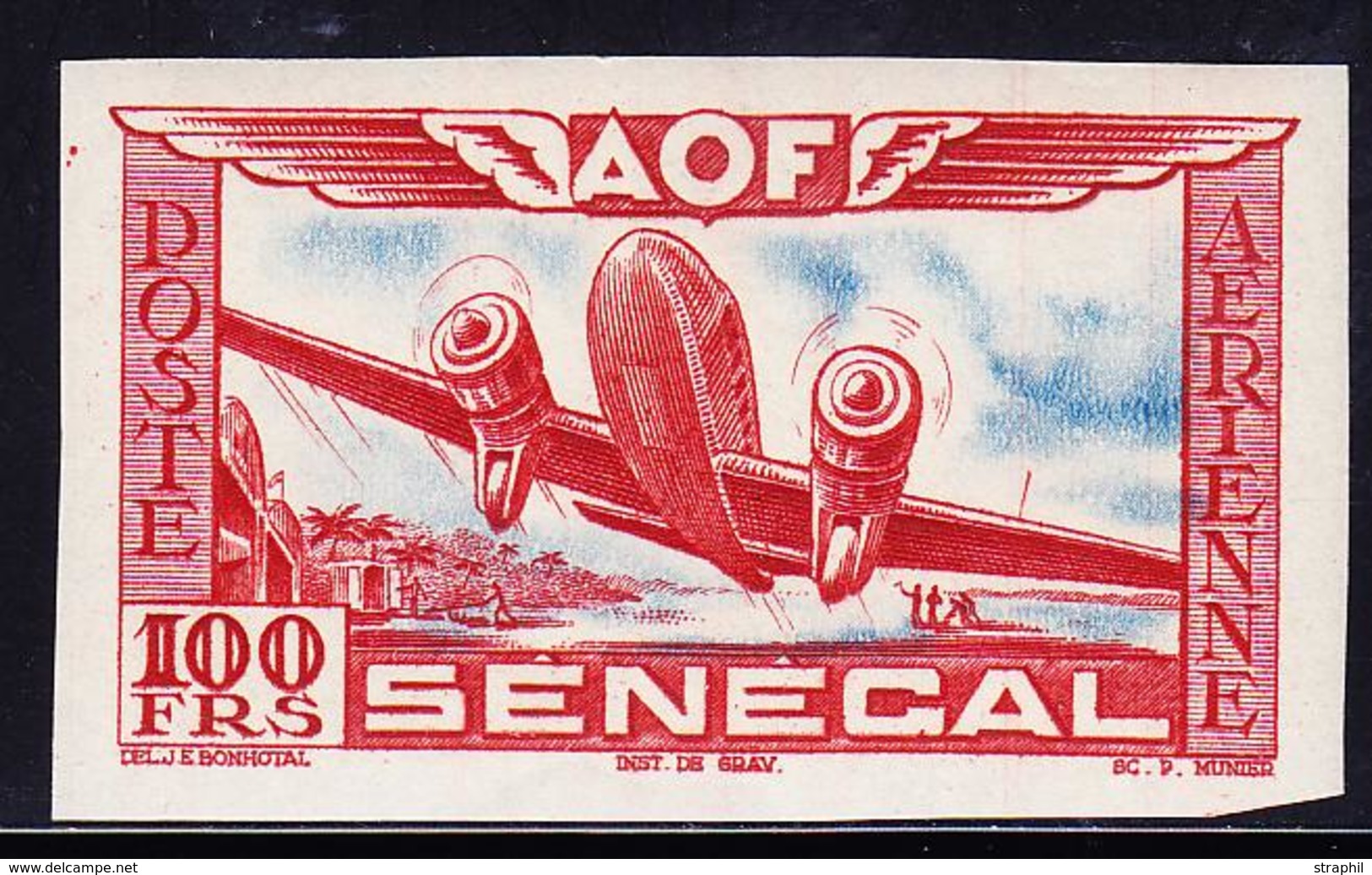 ** SENEGAL - POSTE AERIENNE - ** - N°30b - 100F - N. Dentelé - TB - Other & Unclassified