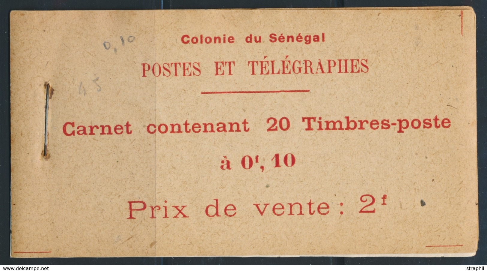 ** SENEGAL - CARNETS - ** - N°2 - Carnet De 20 T. à 0F10 - TB - Autres & Non Classés