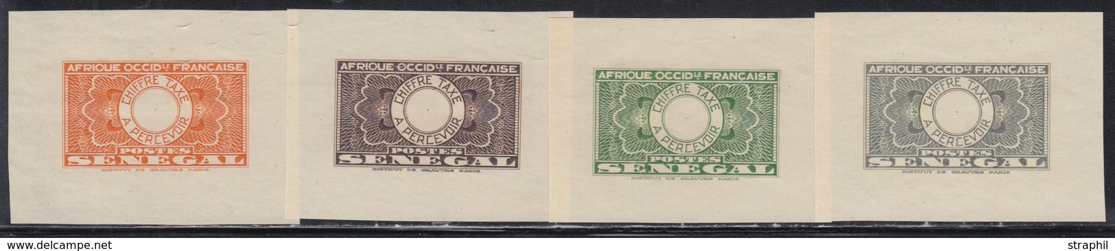 (*) SENEGAL - TIMBRES TAXE  - (*) - Type De 1935 - 4 épreuves Sans Valeur - N. Dentelé - TB - Other & Unclassified