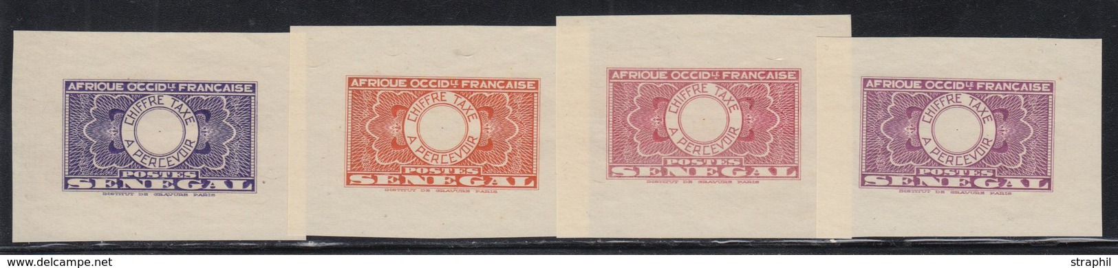 (*) SENEGAL - TIMBRES TAXE  - (*) - Type De 1935 - 4 épreuves Sans Valeur - N. Dentelé - TB - Other & Unclassified