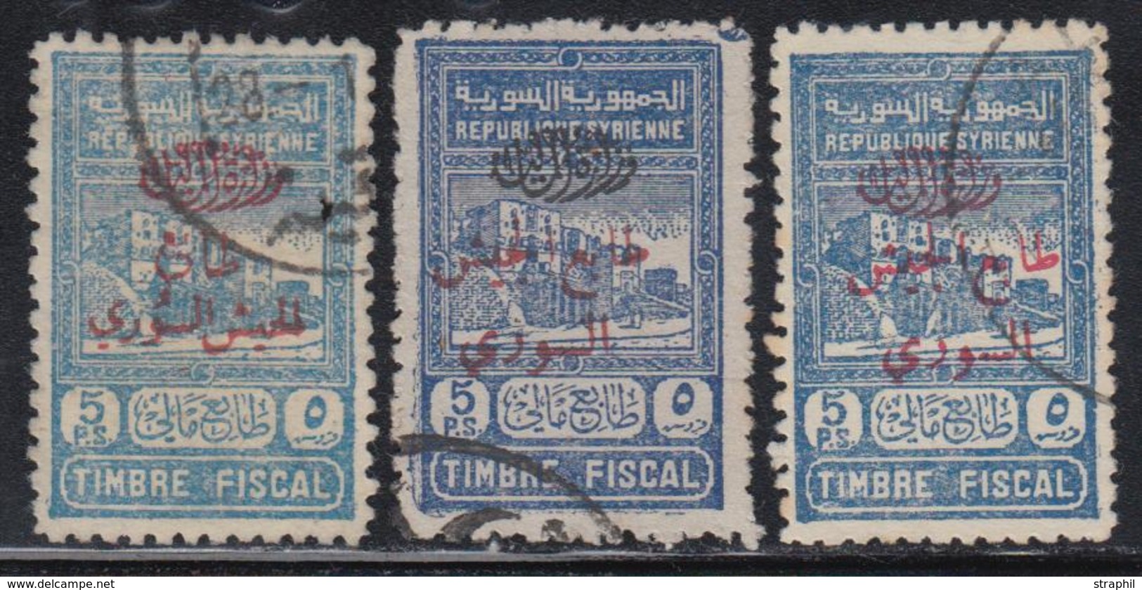 O SYRIE - O - N°295, 296a, 296c - 5 Piastres Bleu - 3 Val. - TB - Other & Unclassified