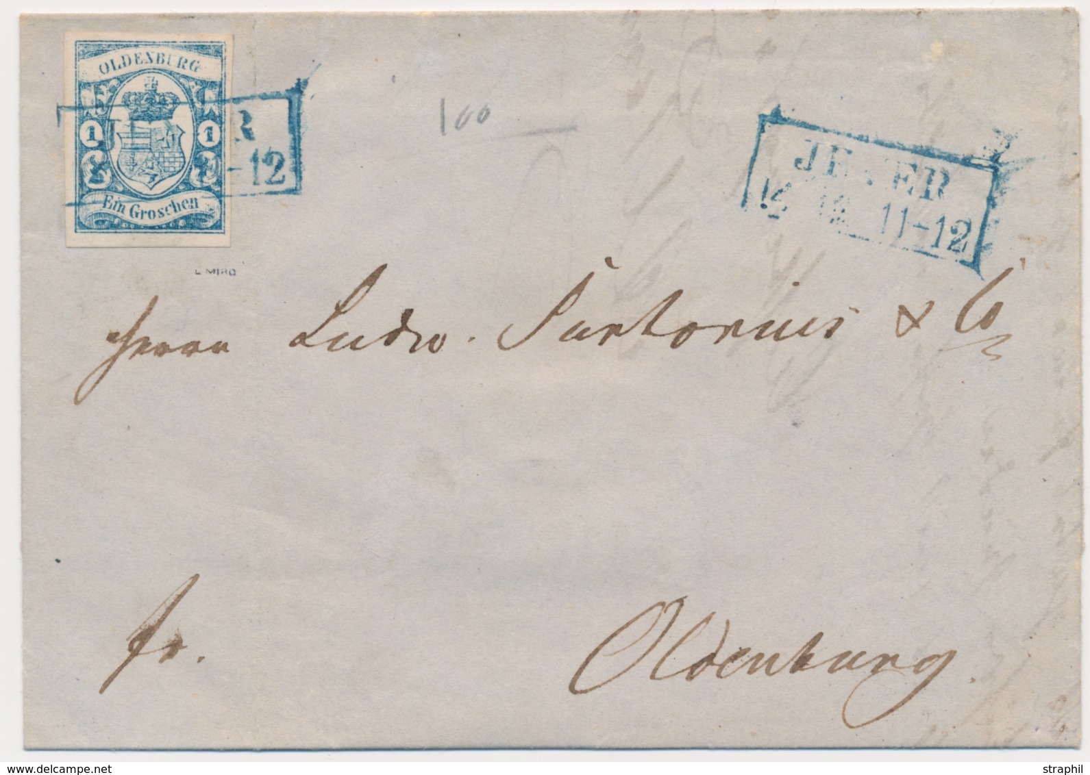 L OLDENBOURG - L - N°12 - 1g Bleu - Obl Sur LAC De 1860 -TB - Oldenburg