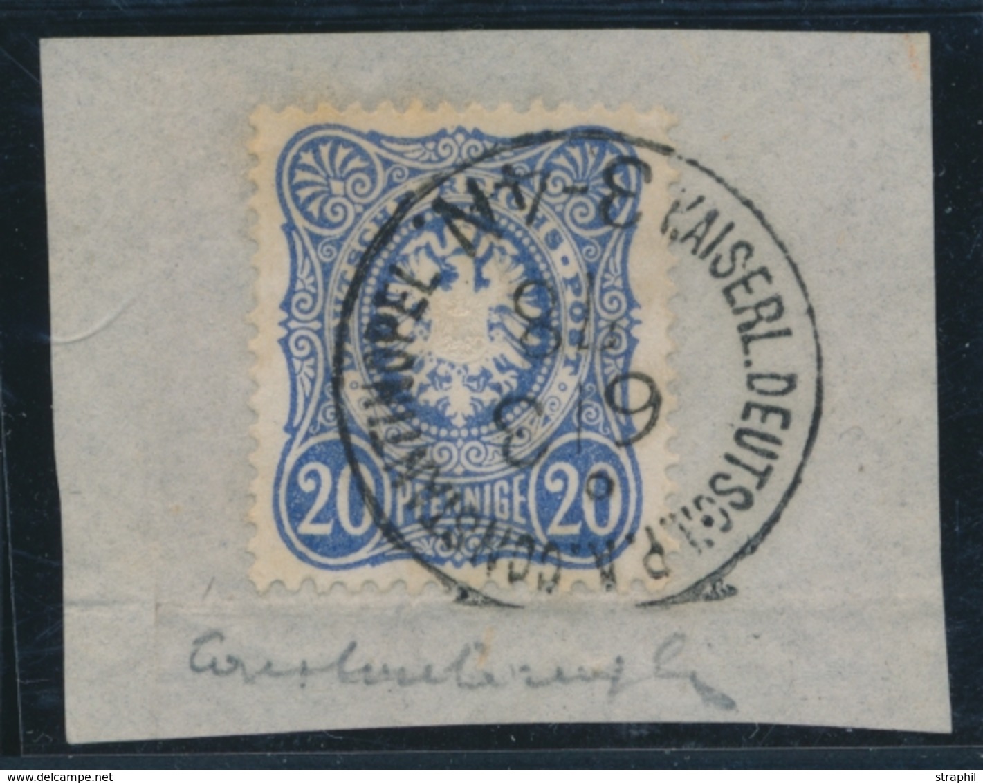 F ALLEMAGNE - EMPIRE  - F  - N°33 - 20 Pf. Bleu - Obl. Càd Constantinople - 6/3/78 - TB - Oblitérés