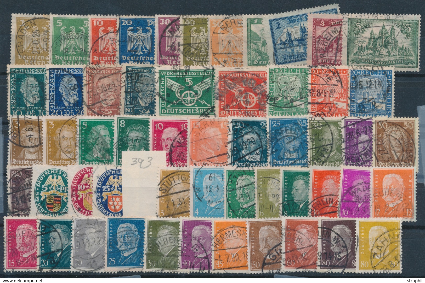 O ALLEMAGNE - REPUBLIQUE WEIMAR - O - N°348/67, 379/92, 401/14 = 54 T. Obl. Càd - B/TB - Unused Stamps