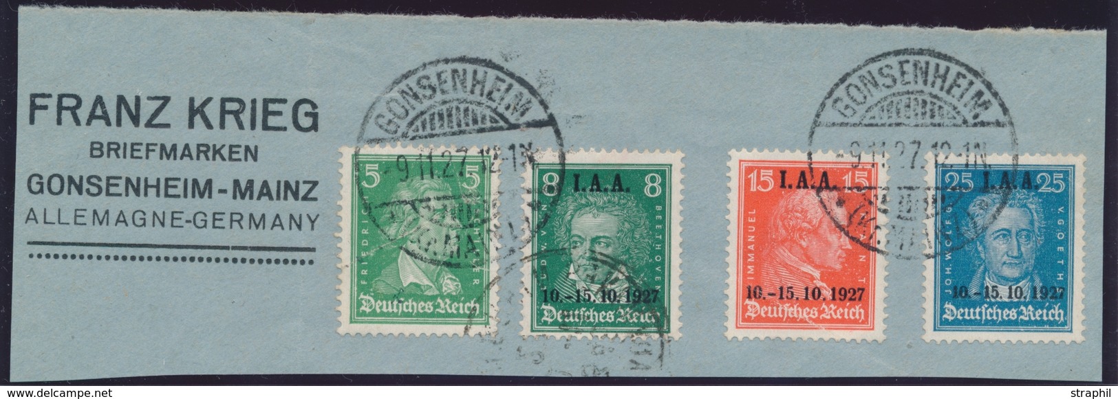 O ALLEMAGNE - REPUBLIQUE WEIMAR - O - N°398/400 S/frgt - TB - Unused Stamps