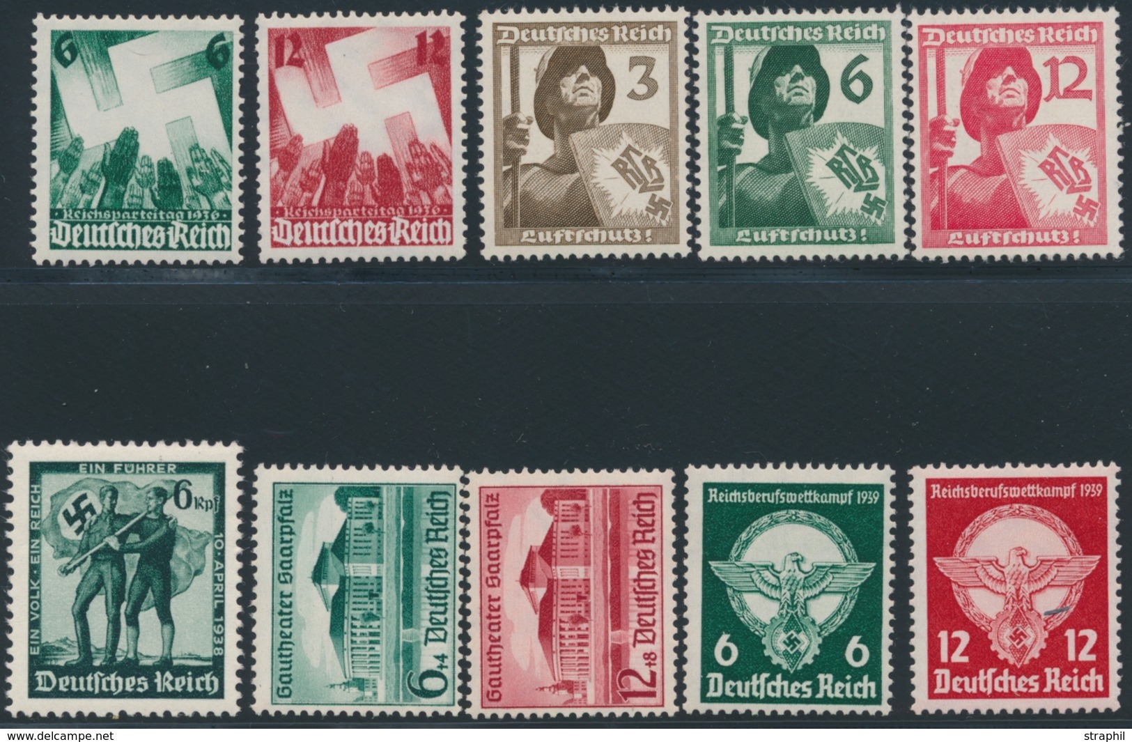 ** ALLEMAGNE - IIIEME REICH - ** - N°580/81, 591/93, 605, 614/15, 630/31 - N°631 Petite Trace Sinon TB - Neufs