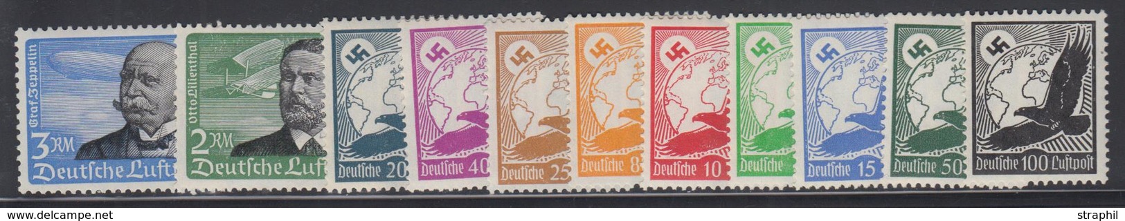 ** ALLEMAGNE - POSTE AERIENNE  - ** - N°43/53 - TB - Airmail & Zeppelin