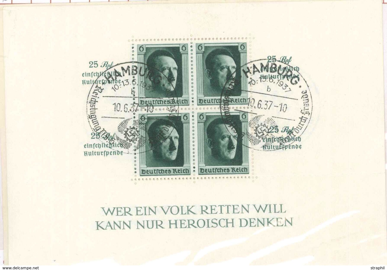 O ALLEMAGNE - BLOCS FEUILLETS  - O - N°8, 10/11 - 3 Blocs Obl Gd Cachet Illustré De 1937 - TB - Blocs