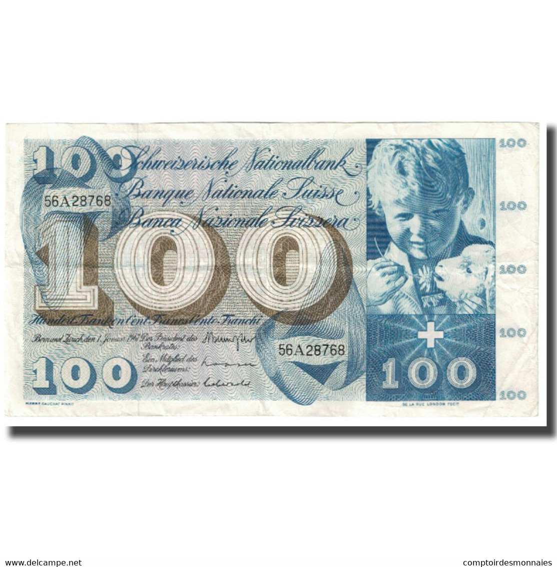 Billet, Suisse, 100 Franken, 1967, 1967-01-01, KM:49j, TTB - Schweiz