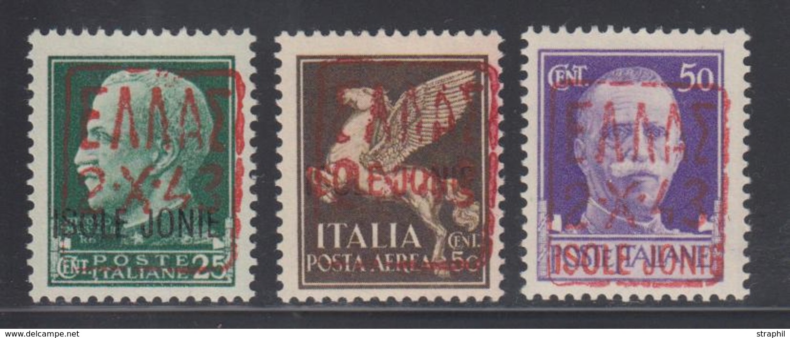 ** ALLEMAGNE - OCCUPATION  - ** - ZANTE - MI N°1/3 - Surch. Rouge - Signé Brunel - TB - Occupation 1938-45