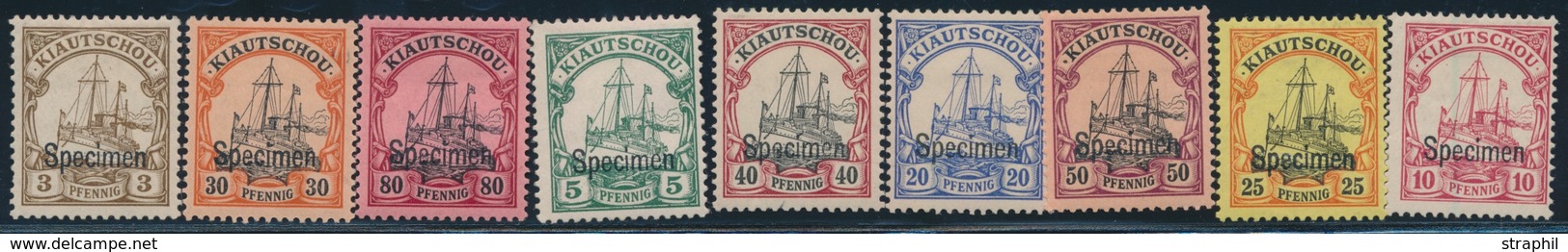 * COL. ALLEMANDES - KIAUTSCHOU - * - N°1/9 - 9 Val. Surch. SPECIMEN - Rare - TB - Kiautchou