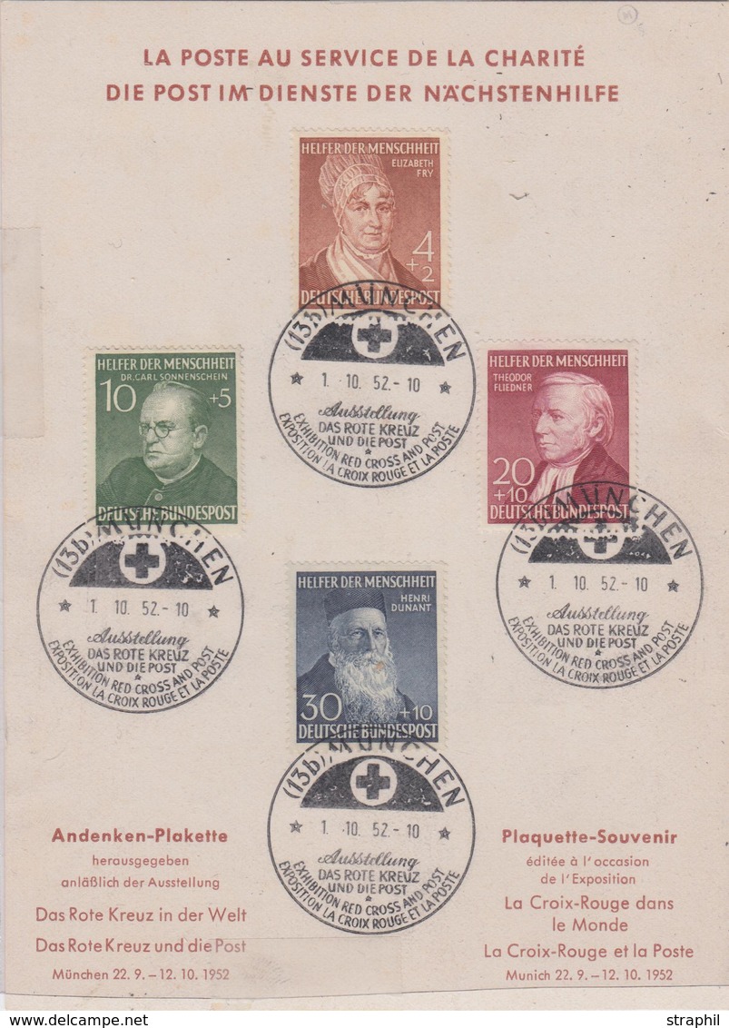 O REPUBLIQUE FEDERALE (R.F.A.) - O - N°42/45 - La Série De 4 Val. S/encart Du 1/10/52 - TB - Unused Stamps
