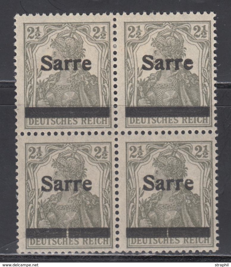 **/* SARRE  - **/* - N°2 - Bloc De 4 Dt 2 Ex ** - Nuance Bronze Avec Variétés De Barres - TB - Autres & Non Classés