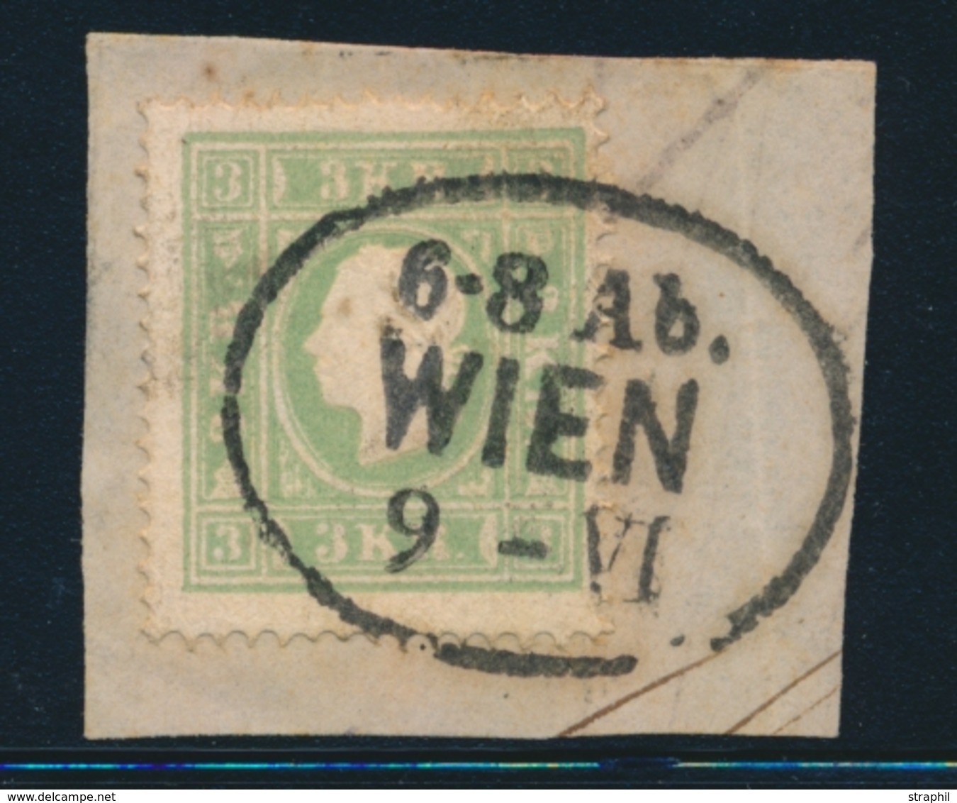 O AUTRICHE - O - N°13 - 3K Vert S/petit Fragment - TB - Unused Stamps
