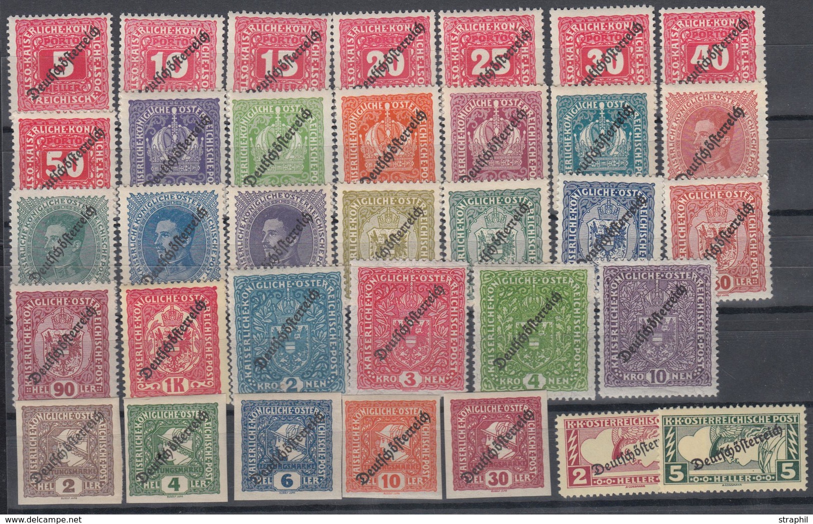 ** AUTRICHE - ** - N°169/87 + Journ. N°29/35 + Taxe N°64/71 = 34 T. Surch. Deutschösterreich - TB - Neufs