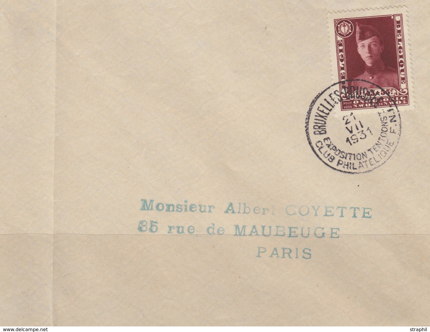 L BELGIQUE - L - N°325 - Obl. Expo Phil. Bruxelles 1931 - TB - 1849 Epaulettes