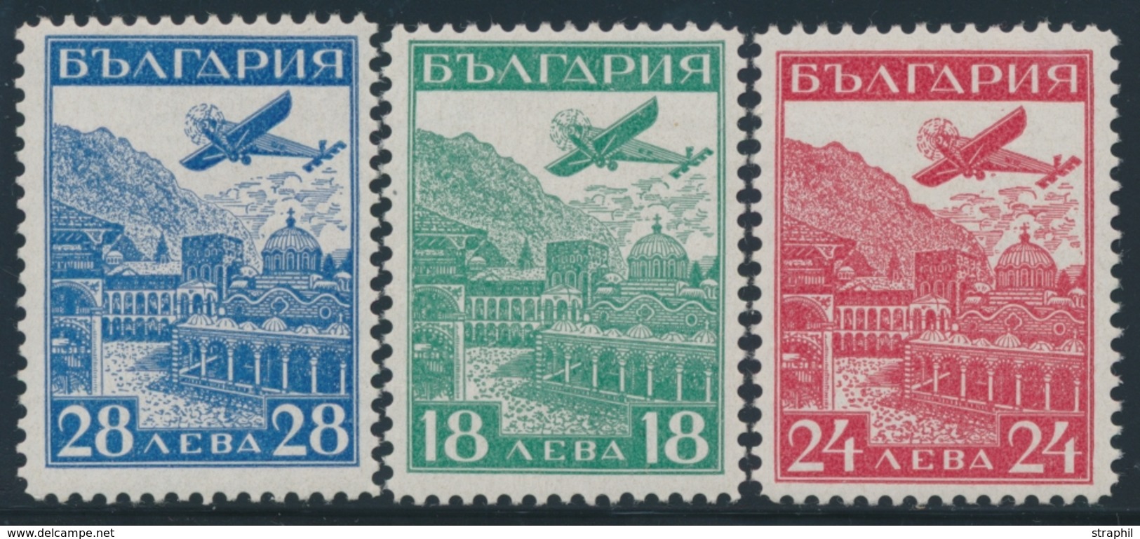 ** BULGARIE POSTE AERIENNE - ** - N°12/14 - Les 3 Val. - TB - Airmail