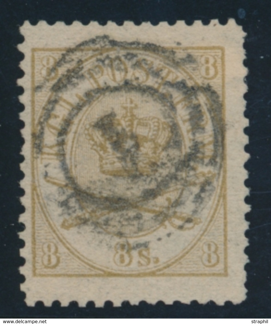 O DANEMARK - O - N°14a - 8s Bistre Olive - Dent 12½ - B - Usati