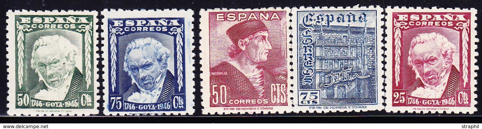 * ESPAGNE - * - N°752/56 Série Goya  -  Chiffres 000.000 Au Verso  - TB - ...-1850 Prephilately