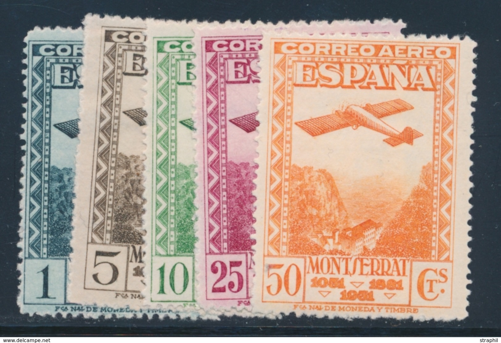 * ESPAGNE - POSTE AERIENNE  - * - N°90/94 -  Chiffres 000.000 Au Verso  - TB - Neufs