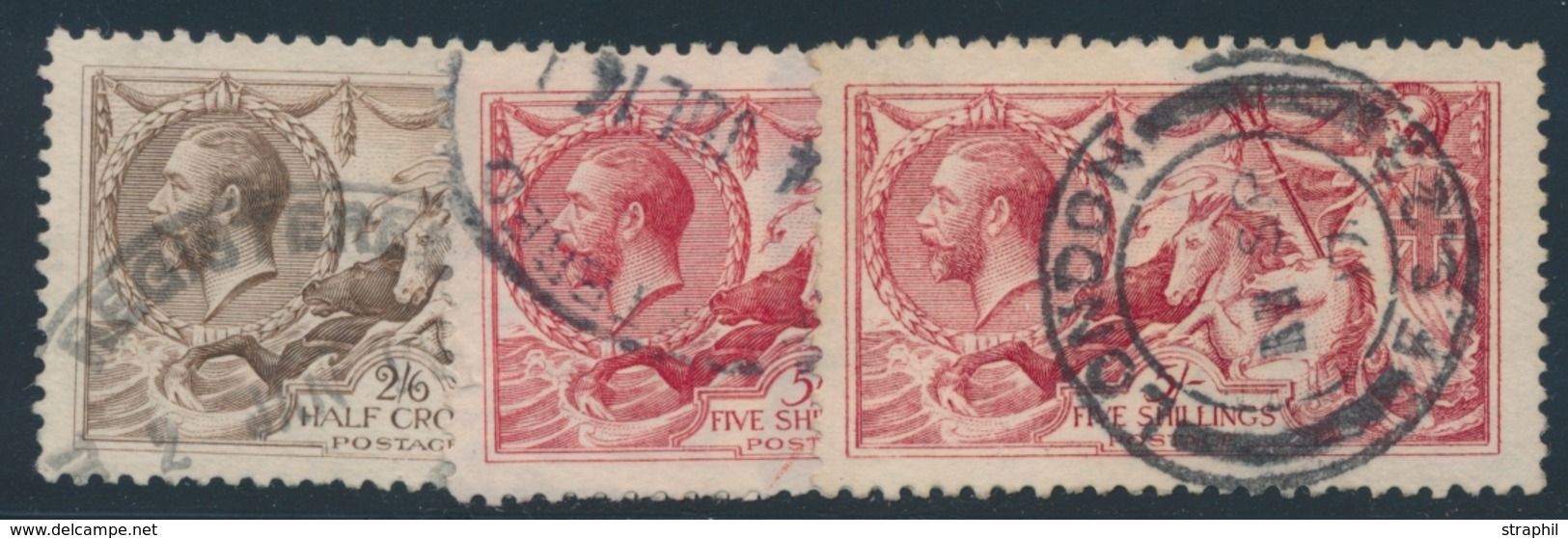 O GRANDE BRETAGNE - O - N°153a/154, 154a - 2/6 Sépia, 5s Rouge Carminé Et Rose - TB - Used Stamps