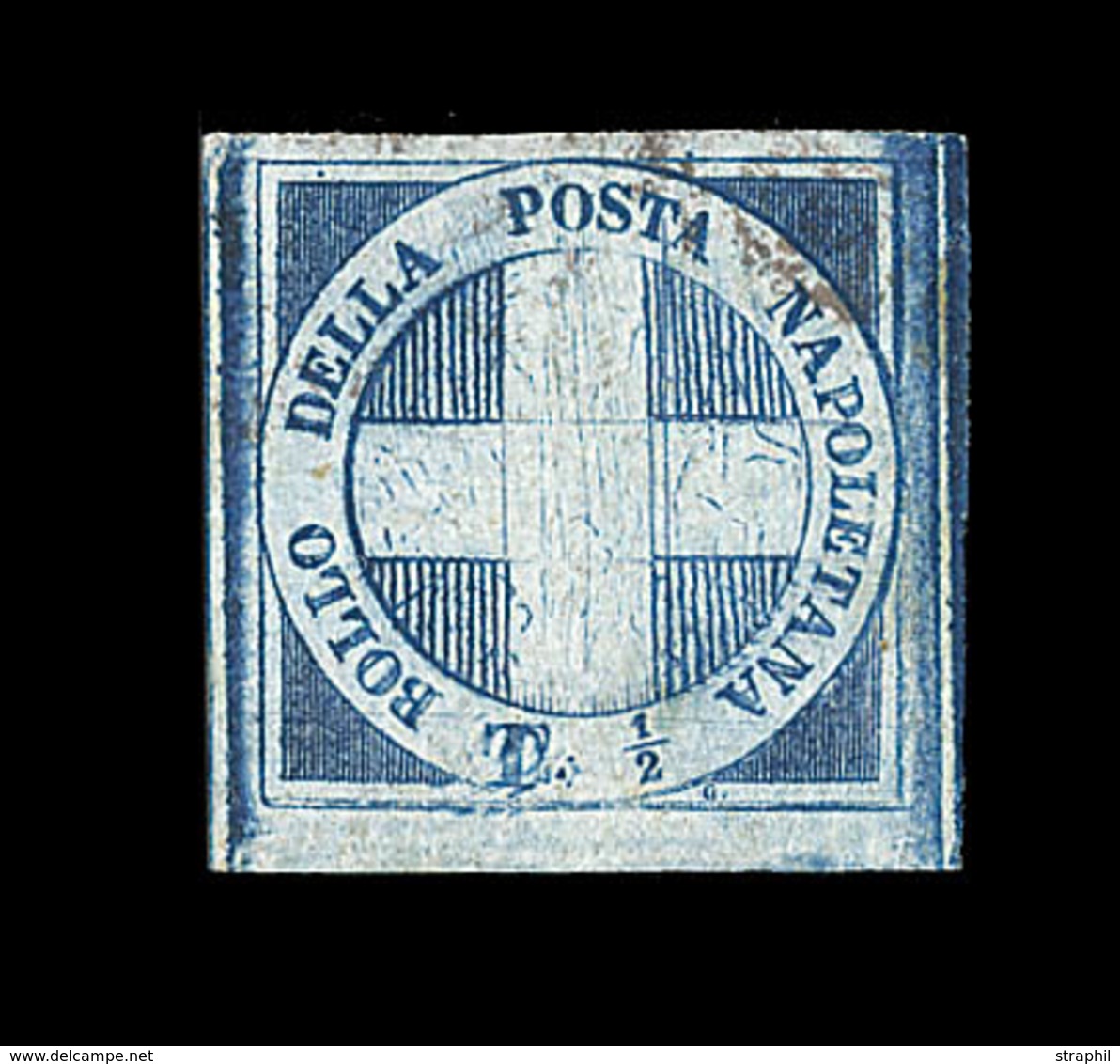 O ETATS ITALIENS - DEUX SICILES - O - N°9 - ½ T Bleu Pâle - Oblitération Légère - Pièce De Luxe - Certif Diena -TB - Etats Pontificaux