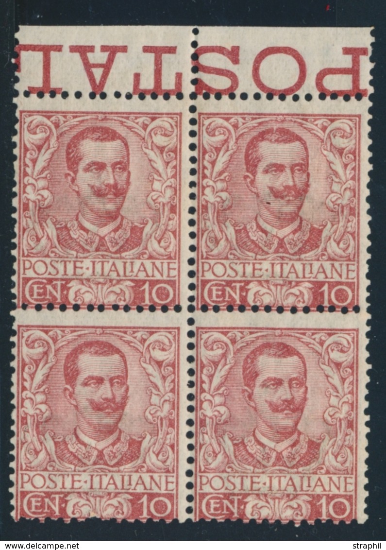 ** ROYAUME D'ITALIE - ** - N°67 - 10c Carmin - Bloc De 4 - BDF - TB - Mint/hinged