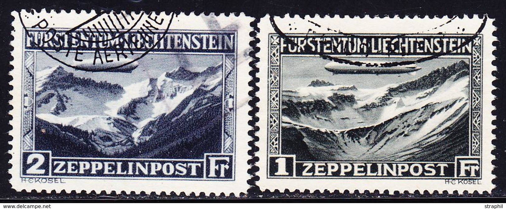 O LIECHTENSTEIN - POSTE AERIENNE  - O - N°7/8 - Zeppelin - TB - Poste Aérienne