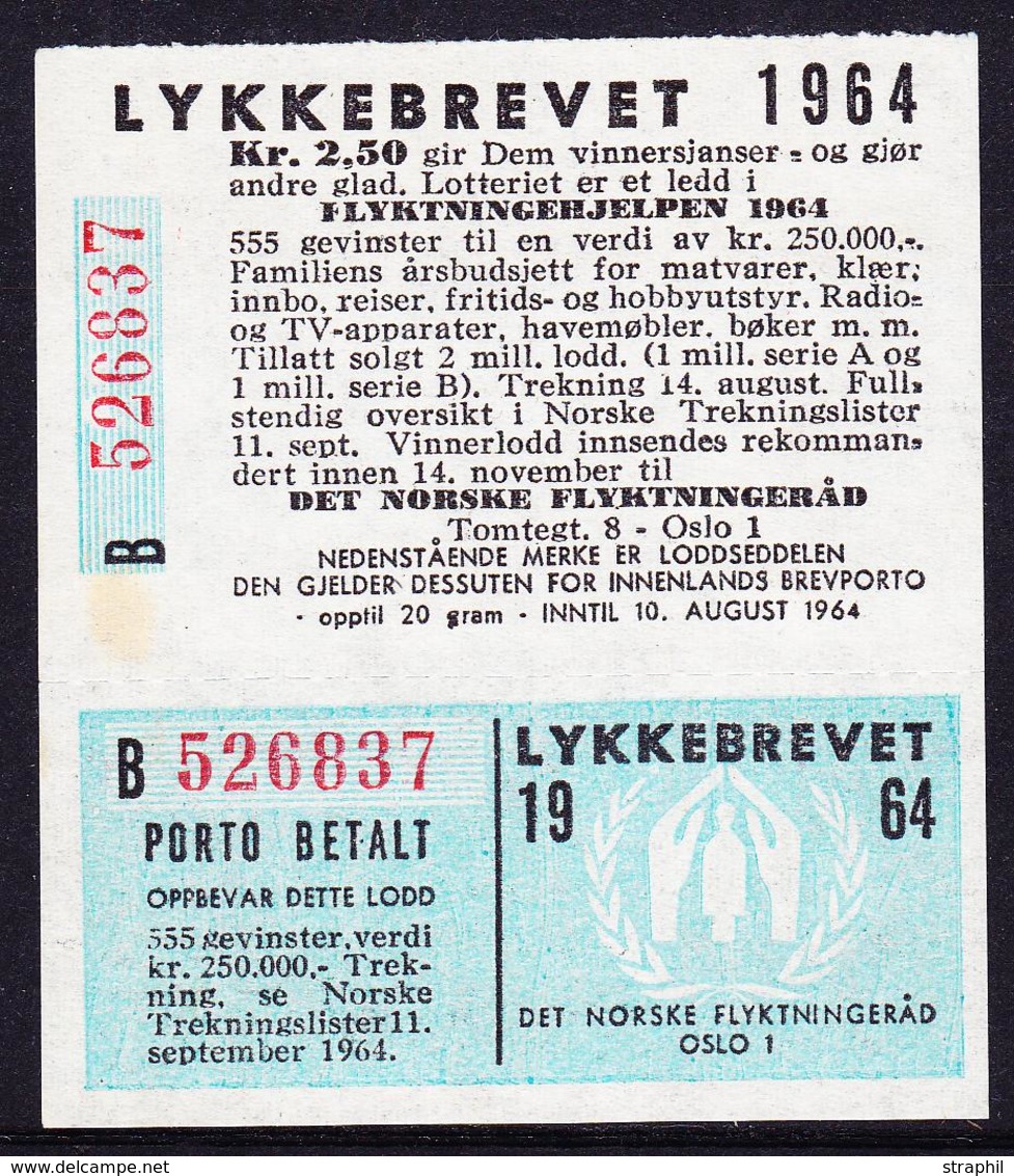 ** NORVEGE - DIVERS - ** - T. Spécial émis Pour Les Réfugiés (1964) - Michel N° 518 - TB - Collections