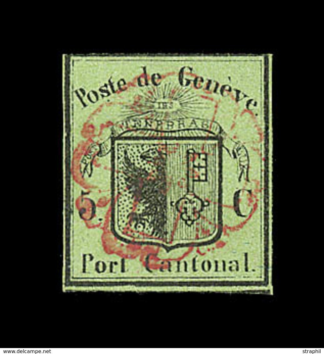 O SUISSE - O - N°2 - 5c Noir S/vert - Au Filet En Haut - TB - 1843-1852 Timbres Cantonaux Et  Fédéraux