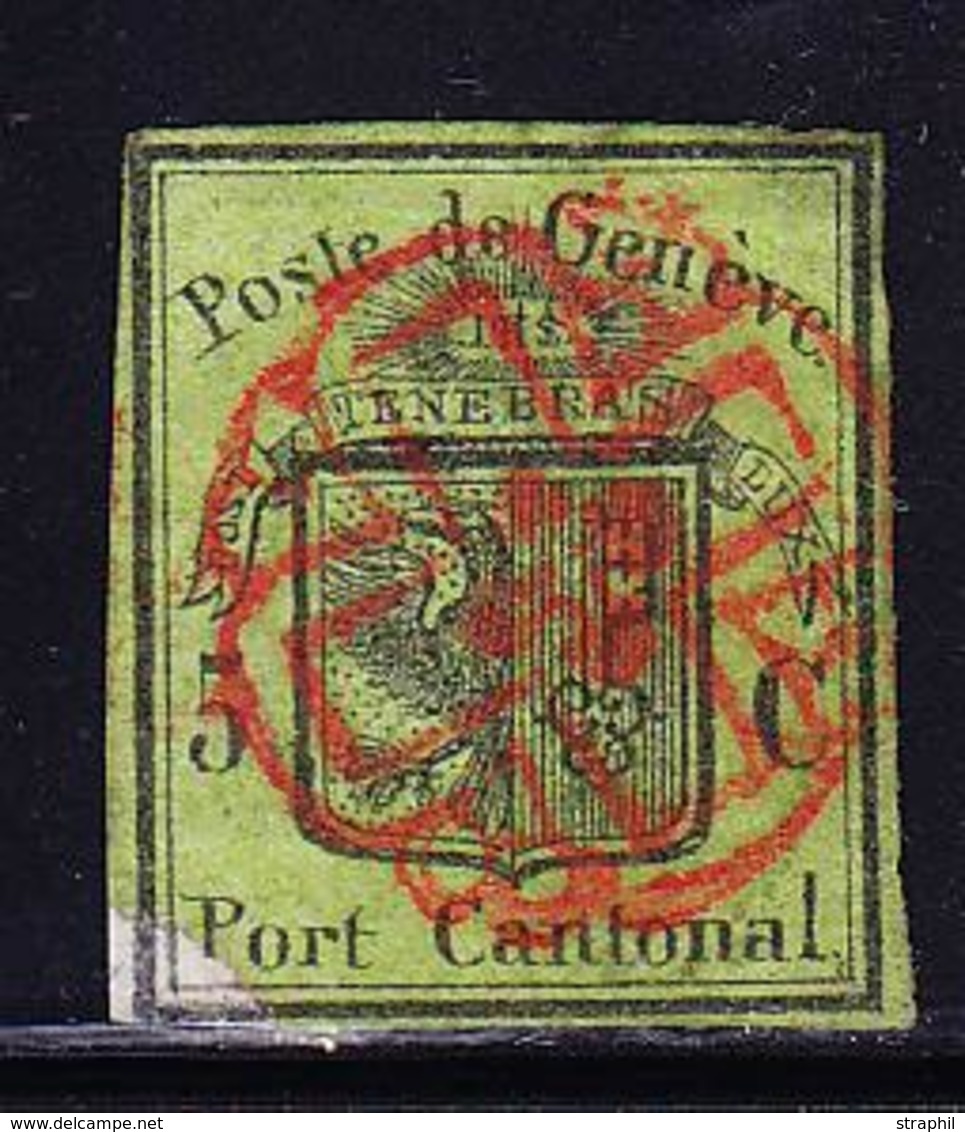 O SUISSE - O - N°3 - 5c Noir S/vert - Réparé - TB - 1843-1852 Timbres Cantonaux Et  Fédéraux