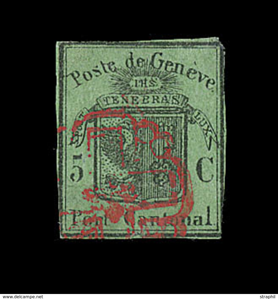 O SUISSE - O - N°3a - Gd Aigle - Obl Rosette De Genève - Marges Réduites - Bonne Présentation - Signé + Certif Hermann - 1843-1852 Timbres Cantonaux Et  Fédéraux