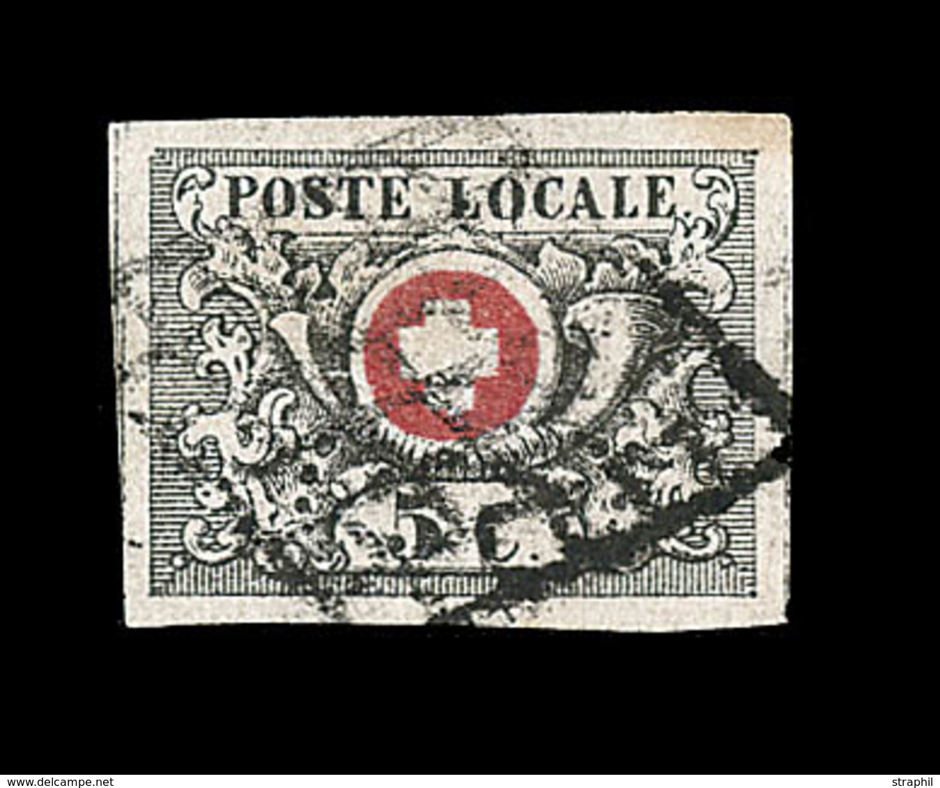 O SUISSE - O - N°6 - 5c Noir Et Rouge - Rare - TB - 1843-1852 Federal & Cantonal Stamps