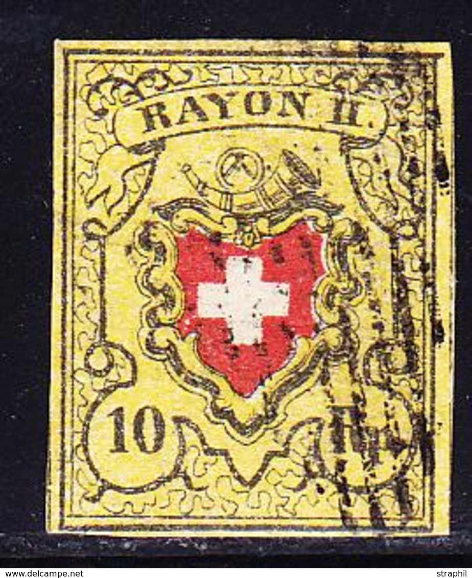 O SUISSE - O - N°15 - 10r Jaune, Noir Et Rouge - TB - 1843-1852 Timbres Cantonaux Et  Fédéraux