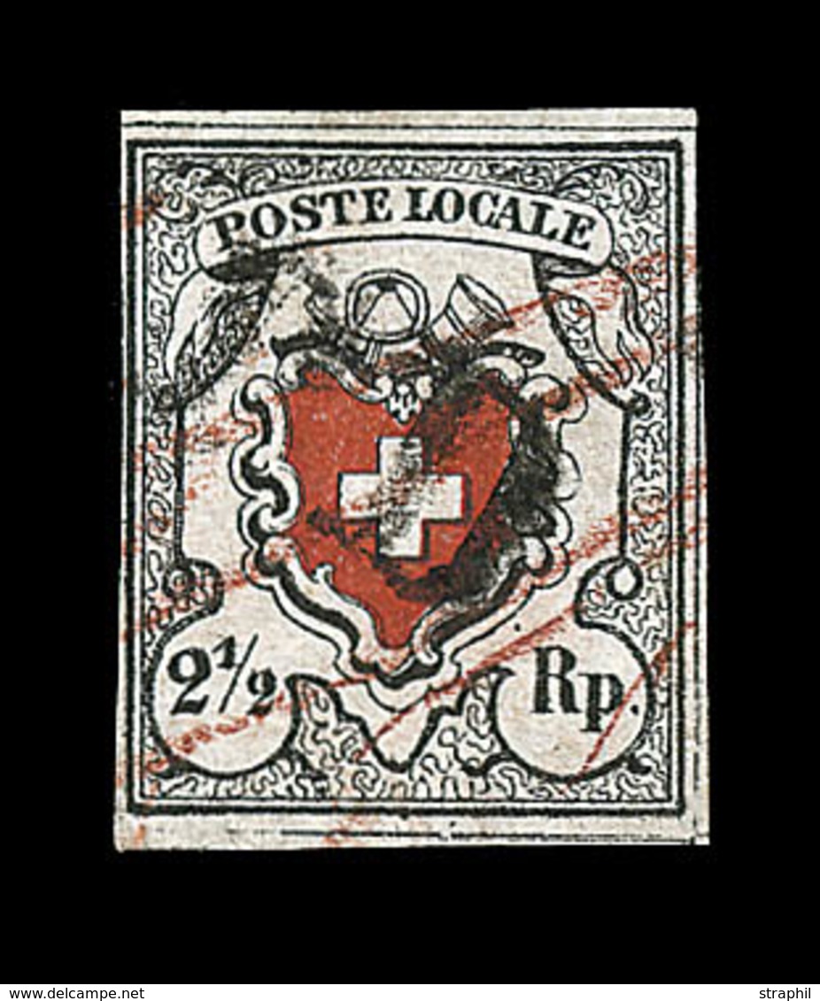 O SUISSE - O - N°16 - 2½, Noir Et Rouge - TB - 1843-1852 Federal & Cantonal Stamps