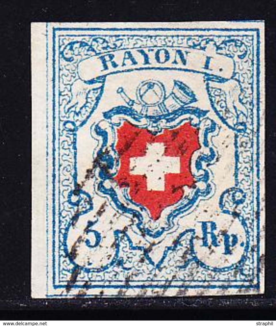 O SUISSE - O - N°20 R Bleu Et Rouge - BdF à Gauche - TB - 1843-1852 Timbres Cantonaux Et  Fédéraux