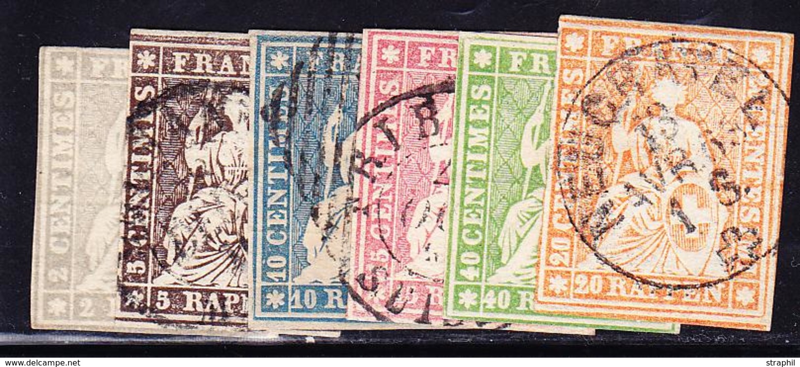 O SUISSE - O - N°25/30 - N°25 (*) - Signé Brun - B/TB - 1843-1852 Federal & Cantonal Stamps