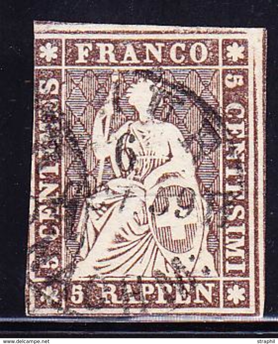 O SUISSE - O - N°26 - Obl Chur - 1 Marge Entamée - Signé Hermann - Cote: 50 FS - 1843-1852 Federal & Cantonal Stamps