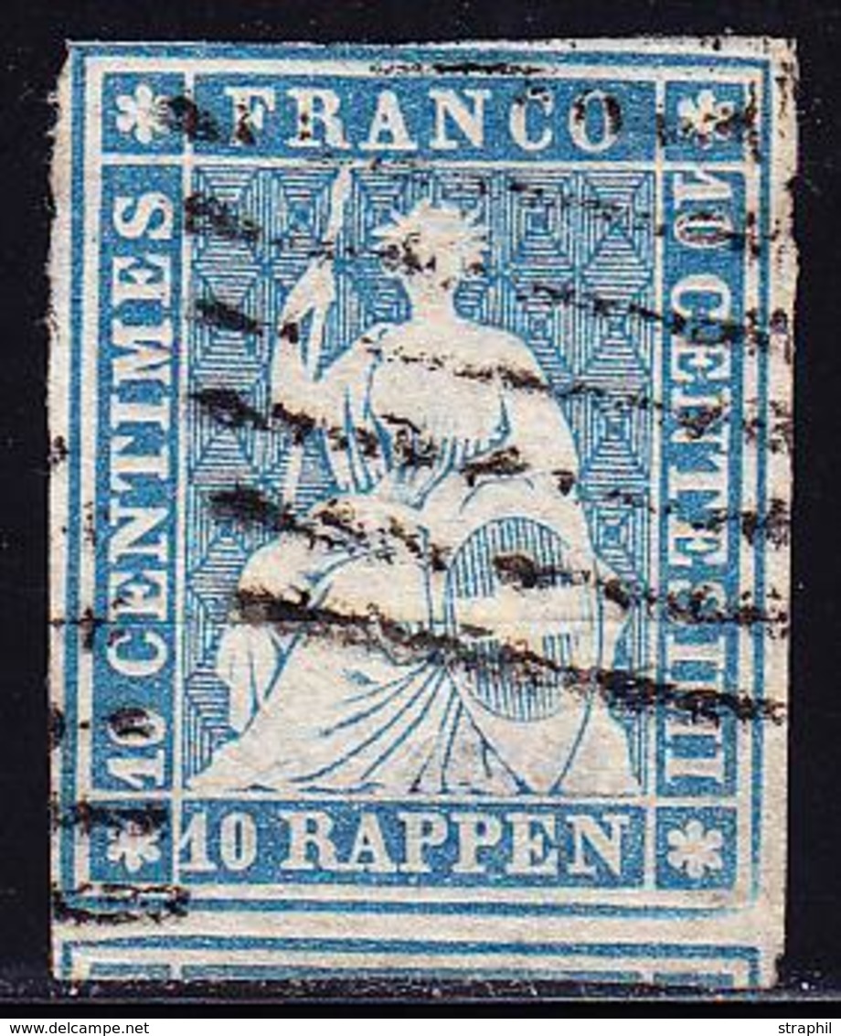 O SUISSE - O - N°27 - Obl Grille De Genève - 1 Voisin - Signé Hermann - Cote: 110 FS - 1843-1852 Federal & Cantonal Stamps