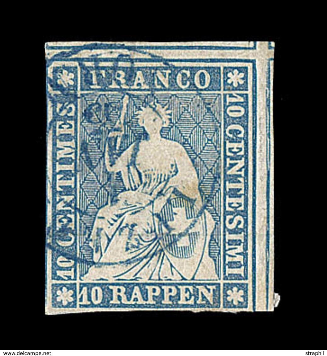 O SUISSE - O - N°27 - Obl Càd Bleue Luzern - 1er Janvier 55 - Signé Hermann - 2 Marges Réduites - Cote: 110 FS - - 1843-1852 Federal & Cantonal Stamps